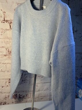 Jon & Anna Pale Blue Cropped Crewneck Sweater